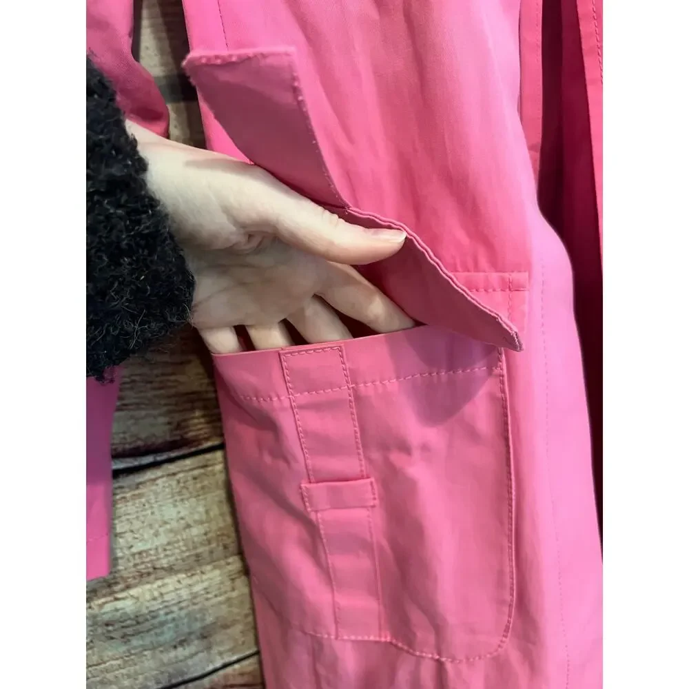 Max Mara Weekend Barbie Bubblegum Pink Belted Button Up Trench Coat Lined Size 8